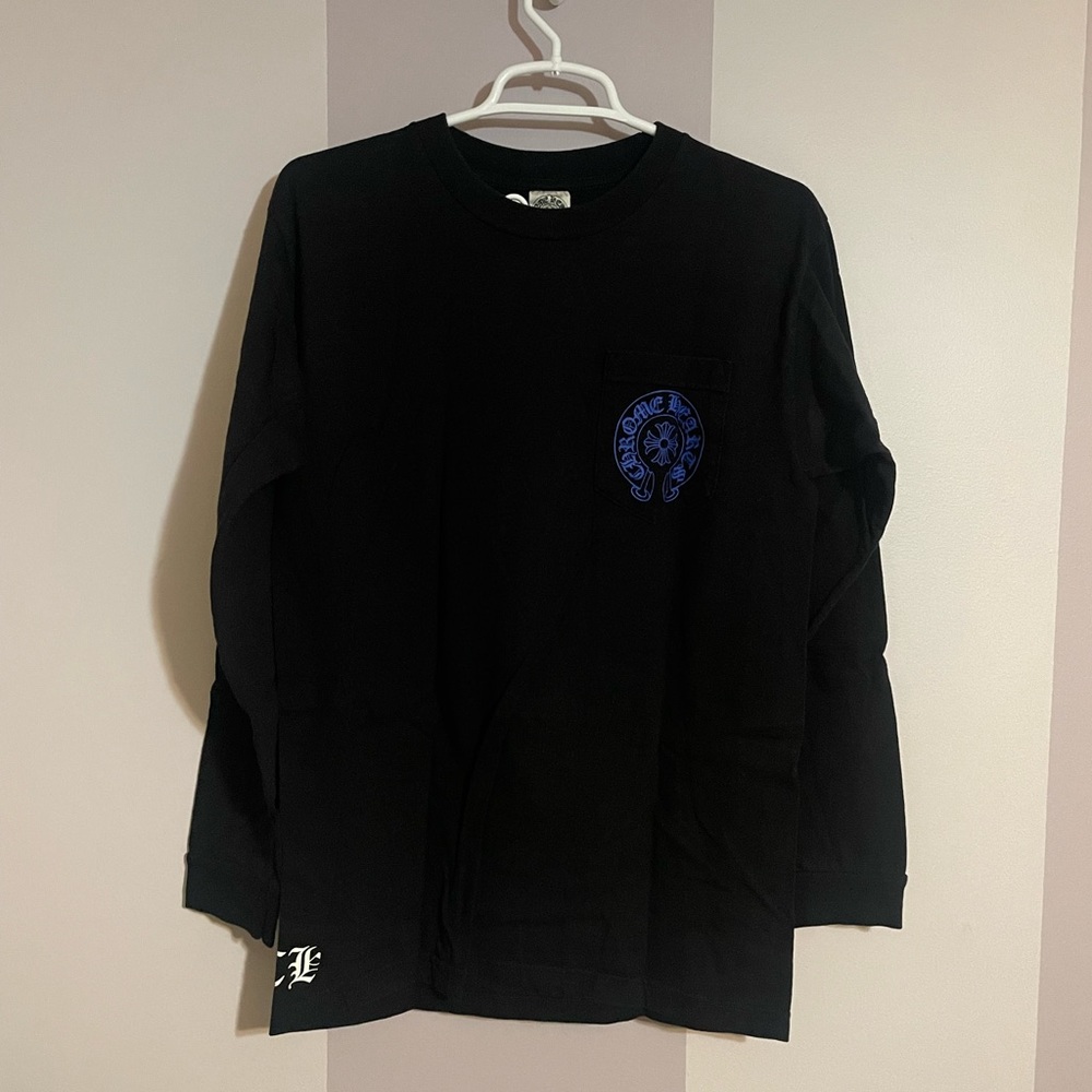 Men’s Chrome Hearts Black Blue Long Sleeve Shirt size medium